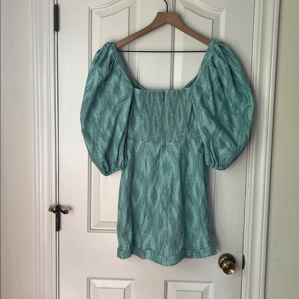 Alexis | Jade Weave Valera Puff Sleeve Ikat Mini Dress Medium - Picture 9 of 12